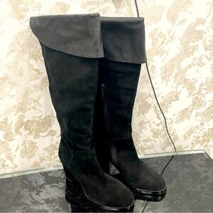 Guero Knee High Boots Comfort Black Leather/Suede Womens Size 8